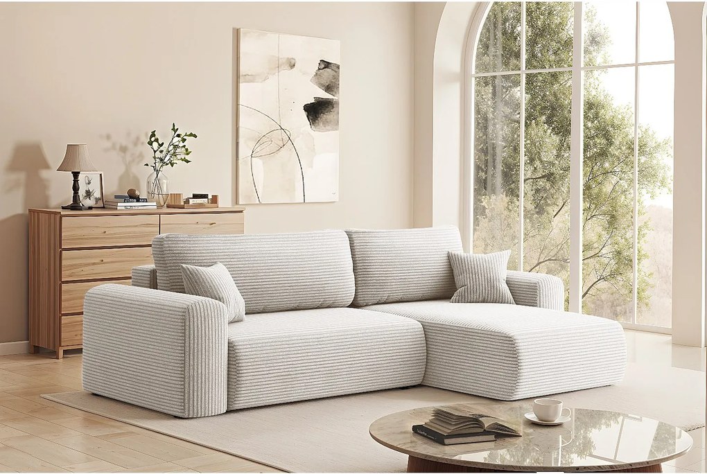 Uniwersalny narożnik z funkcją spania, do salonu, CAPRI L, beżowy