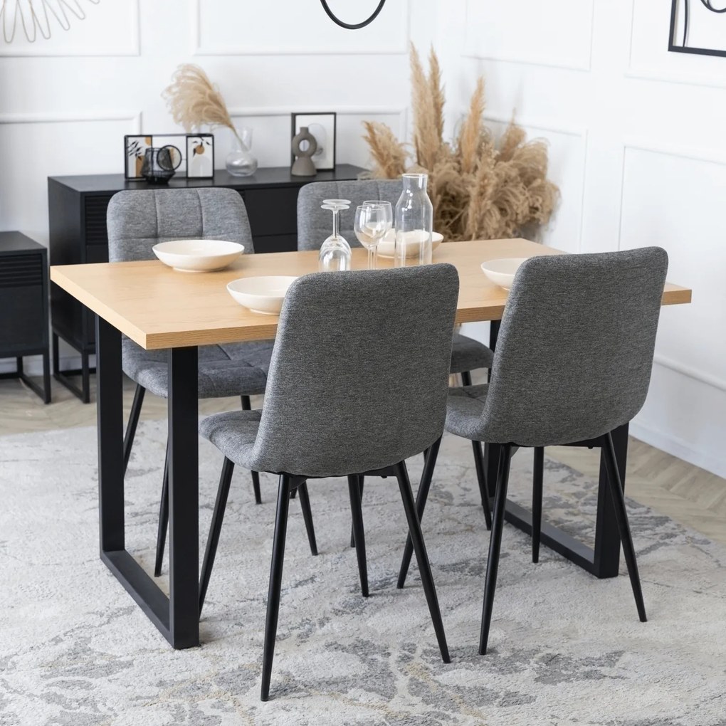 Krzesło Tapicerowane do Jadalni PERU 2 Szare Nowoczesne Loft