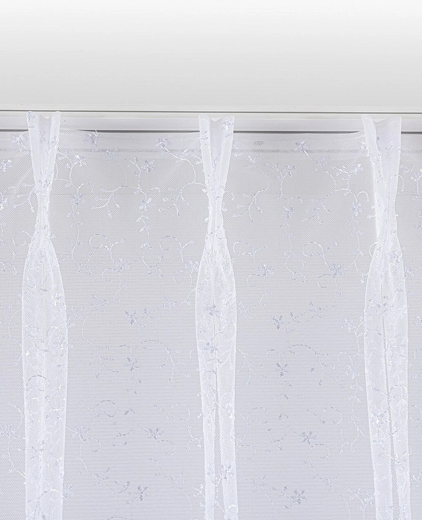 Firana na haczykach flex podwójnych kolor biały tkanina półprzezroczysta, strukturalna, wzorzysta