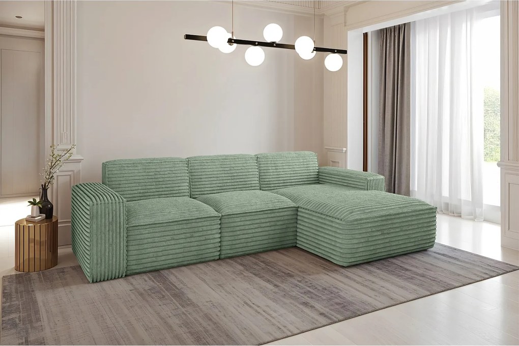 Narożnik w kształcie L Siena, tkanina Velo, Oliwkowy, Prawy