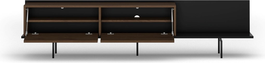 Szafka RTV Zenar 200 cm z metalowymi nogami - orzech elegant / czarny