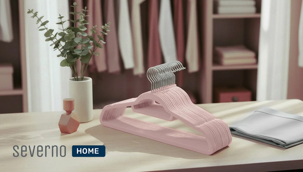 Zestaw wieszaków welurowych MAGIC VELVET 20 szt. różowe