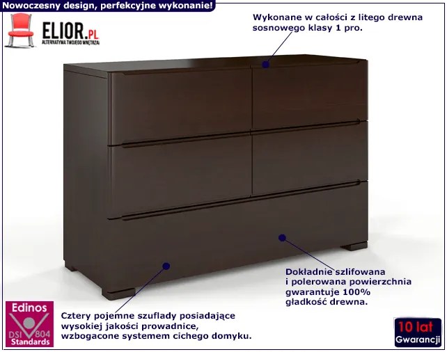 Komoda drewniana 5 szuflad Inca 4S - Palisander