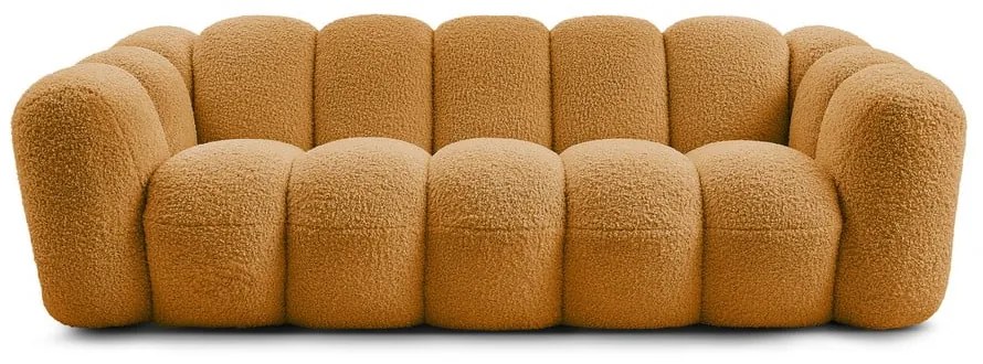 Musztardowa sofa z materiału bouclé 232 cm Hippolyte – Bobochic Paris