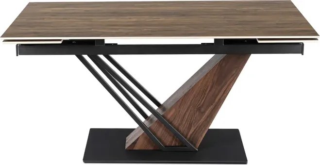 Stół Rozkładany Prostokątny REX 160-220 cm Ceramiczny Ciemny Brąz/Czarny do Jadalni Nowoczesny Loft