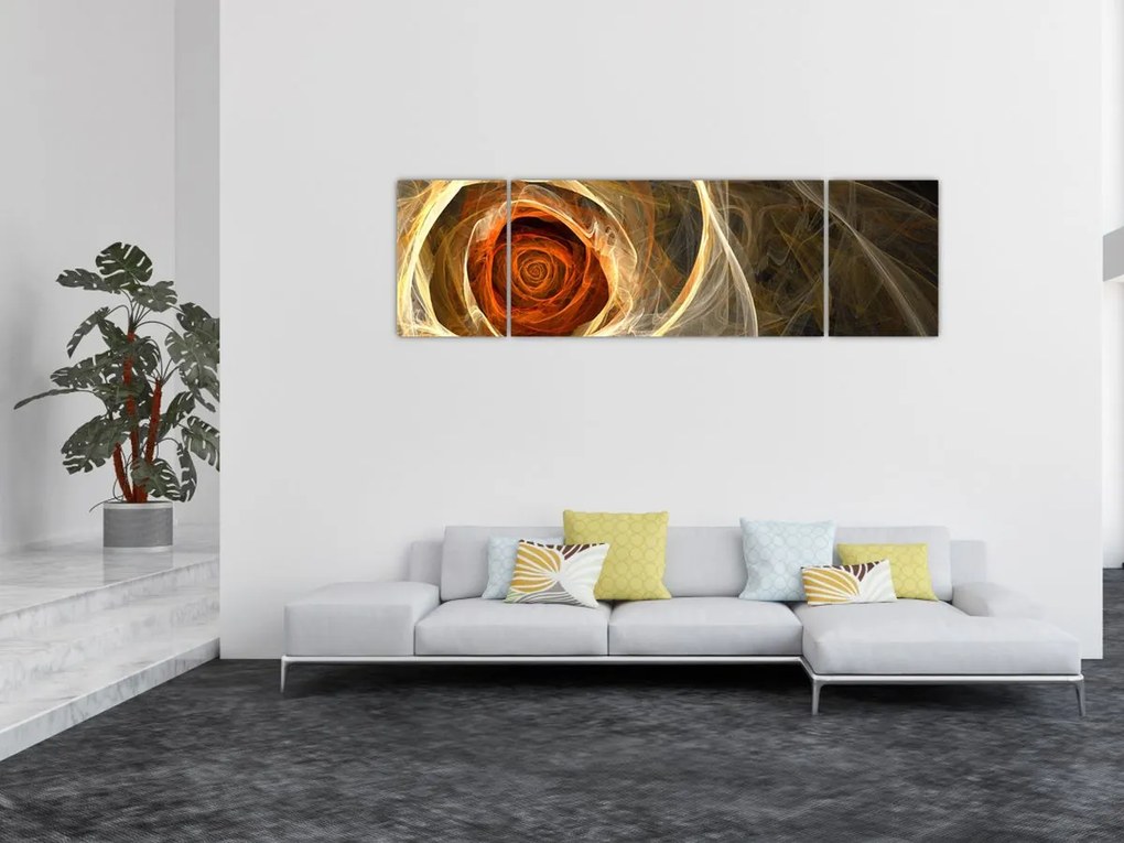 Obraz - Abstrakcyjne róże w ognistych kolorach (170x50 cm)