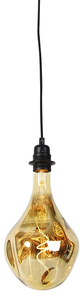 Lampa wisząca czarna z możliwością ściemniania w komplecie z lustrem LED w kolorze złotym z możliwością ściemniania - Cava Luxe Nowoczesny Oswietlenie wewnetrzne