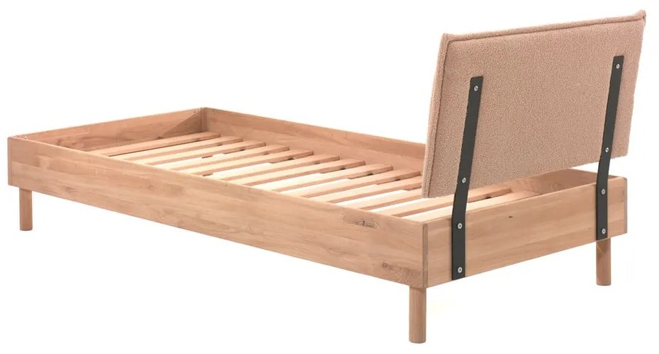 Łóżko jednoosobowe z litego drewna dębowego ze stelażem 90x200 cm w naturalnym kolorze Forrest – Vipack