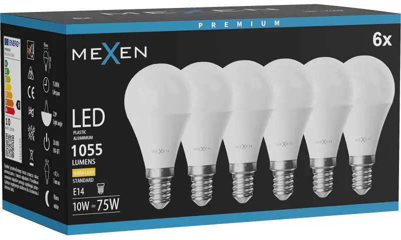Mexen Nova 6x żarówka LED E14, G45, 10W, Ciepła - 3000K, 1055 lm - L101-E14-1030-01x06