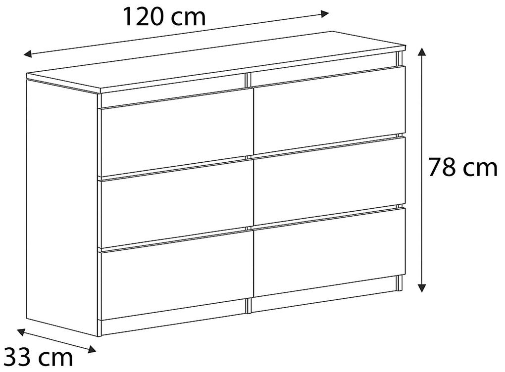Duża komoda 6 SZUFLAD Szafka 120 cm ARIA Wenge