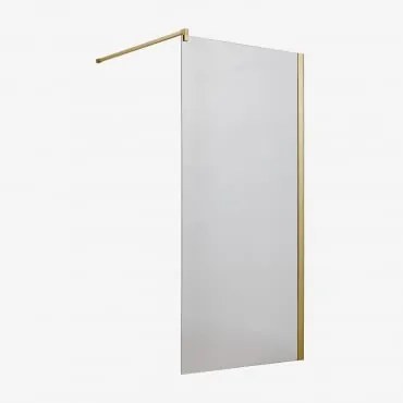 Stała Ścianka Prysznicowa Ze Szkłem Hartowanym 8 Mm I Aluminium Bristol Szczotkowane Złoto & Transparent & 80 X 195 Cm - Sklum