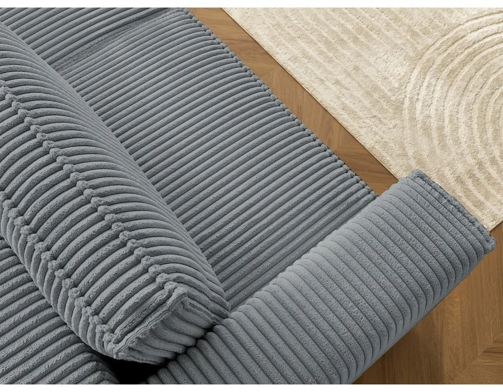 Ciemnoszara sztruksowa rozkładana/ze schowkiem sofa 244 cm Chelsea – Bobochic Paris
