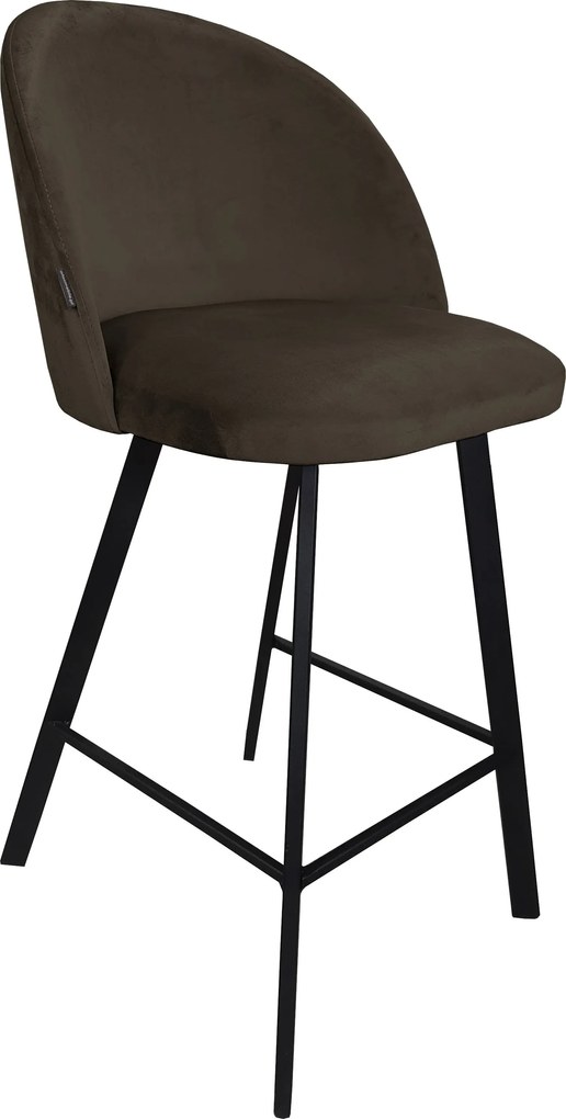 Hoker Colin krzesło barowe tkanina Welur podstawa metalowa : Kolor nogi - Czarna profil, Kolor tkaniny - VELVET - MG05, Typ siedziska - Siedzisko stałe