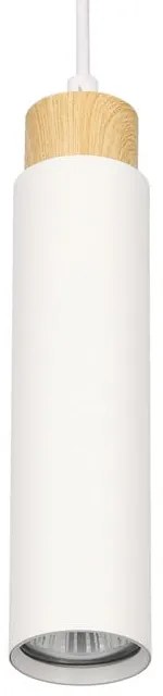 Biało-naturalna lampa wisząca z metalowym kloszem Claro – Candellux Lighting
