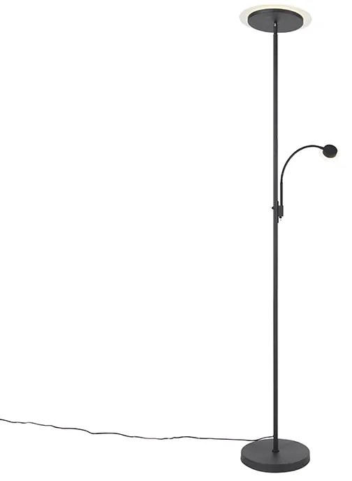 Nowoczesna lampa stojąca czarna z LED i ramieniem do czytania - Chala Nowoczesny Oswietlenie wewnetrzne