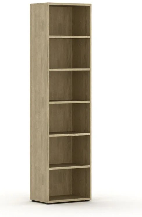 Biblioteka INTEGRO, 2300 x 600 x 400 mm, 5 półek, dąb naturalny