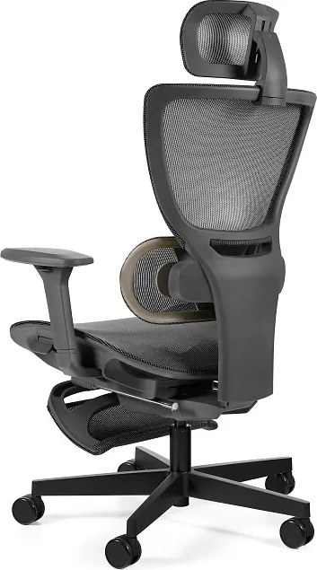 Ergonomiczny fotel biurowy Zenit z wysuwanym podnóżkiem, zgodny z normą BHP