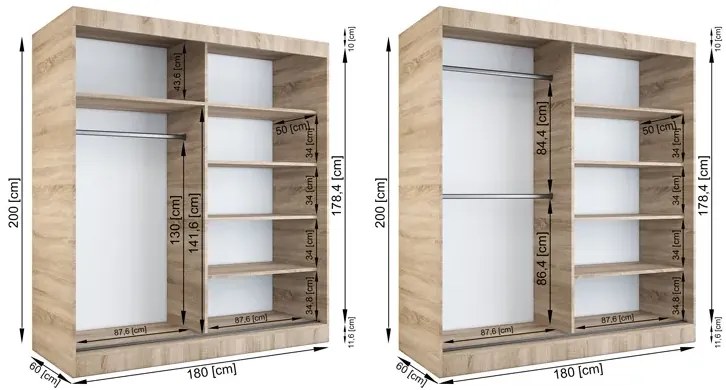 Szafa przesuwna antracyt 180 cm Parvat