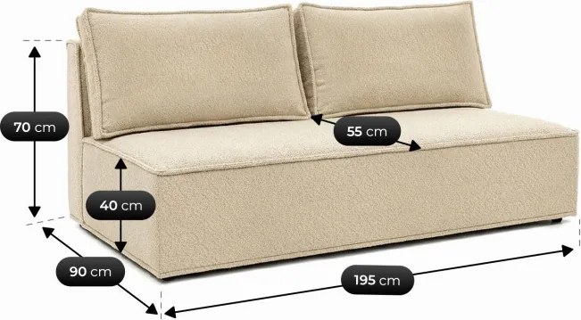 Sofa z Funkcją Spania MAVIA Beżowa Boucle Nowoczesna