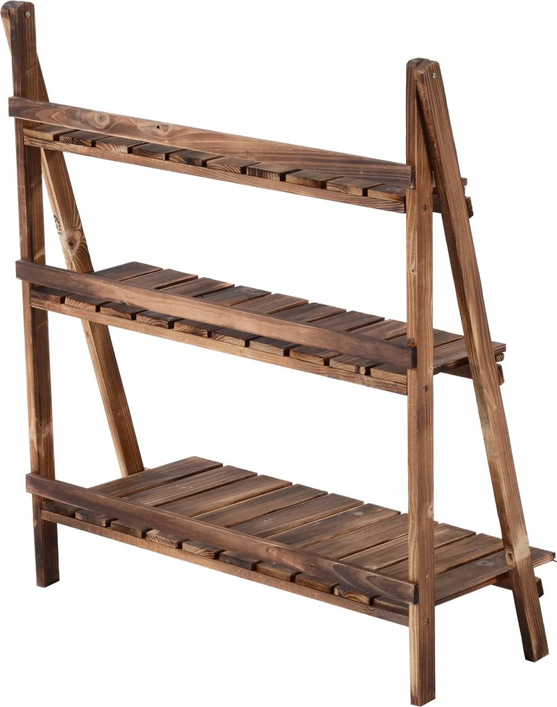 Outsunny Regał na Rośliny Ciemnobrązowy 80x37x93cm | Aosom PL