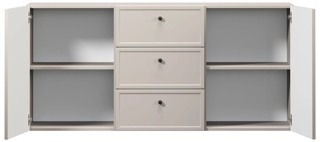 Komoda wisząca Lorini 150 cm z szufladami - kaszmir / czarne uchwyty