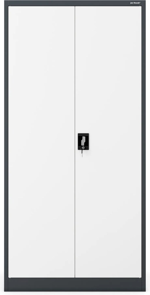 Szafa biurowa na dokumenty z 4 półkami antracytowo-biała, 900x1850x400 mm: JAN