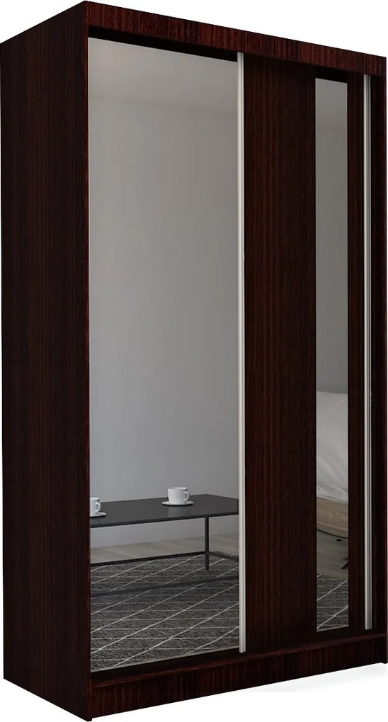 Szafa Przesuwna GRAZIA 150 cm z Lustrem Szafa Dwudrzwiowa Wenge