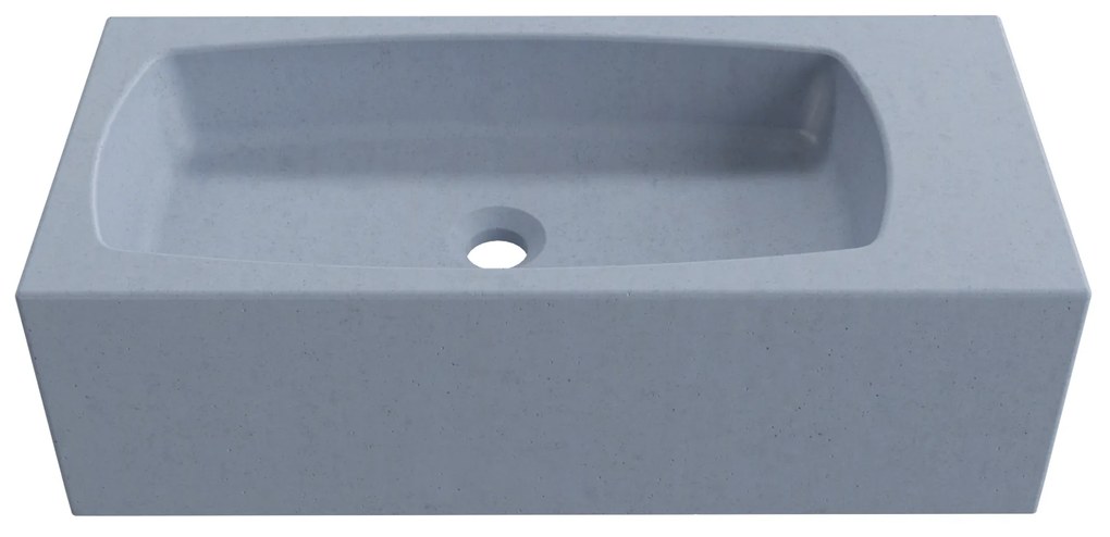 Zestaw umywalka betonowa prostokątna bez otworu na baterię 65 x 30 cm z półką ZALM i konsola