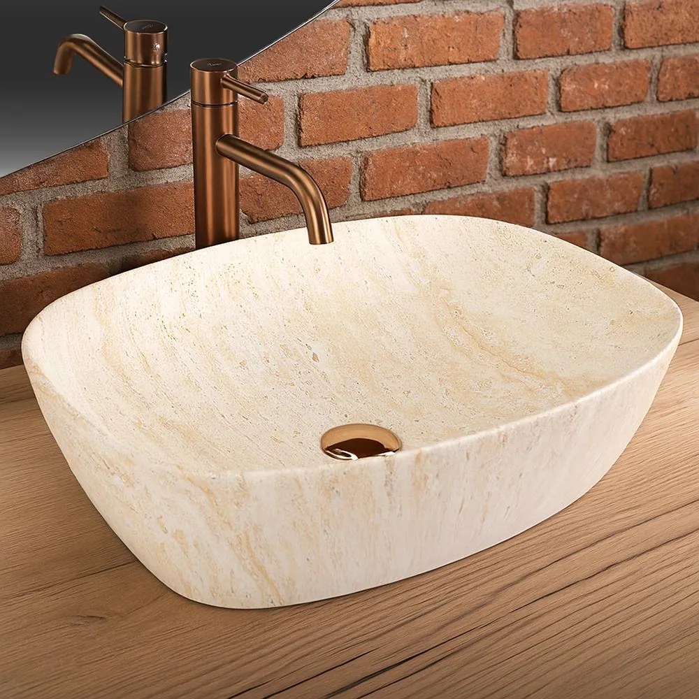 Umywalka nablatowa Rea Freja Travertine Matt