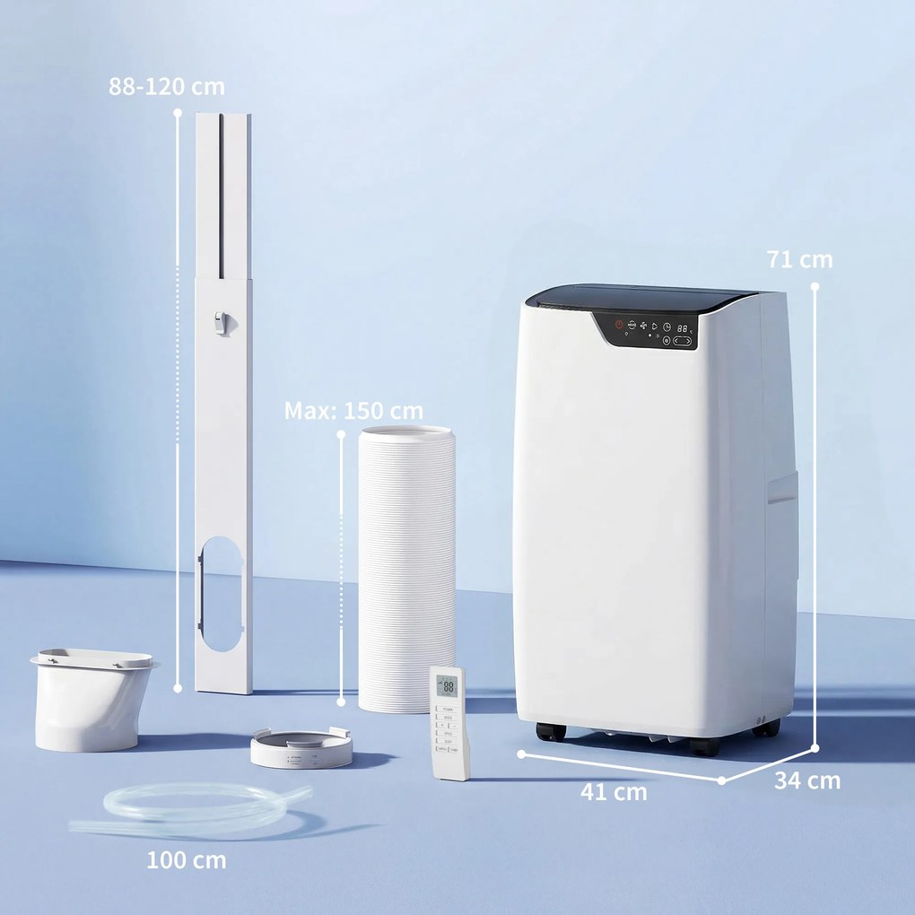 HOMCOM Klimatyzator przenośny 12 000 BTU, funkcje chłodzenia, osuszania, wentylatora, tryb nocny, sterowanie głosowe WiFi | Aosom PL