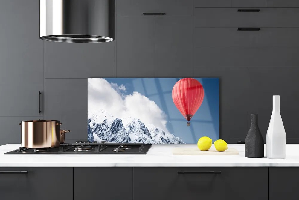 Panel Szklany do Kuchni Lot Balonem nad Śnieżnymi Alpami