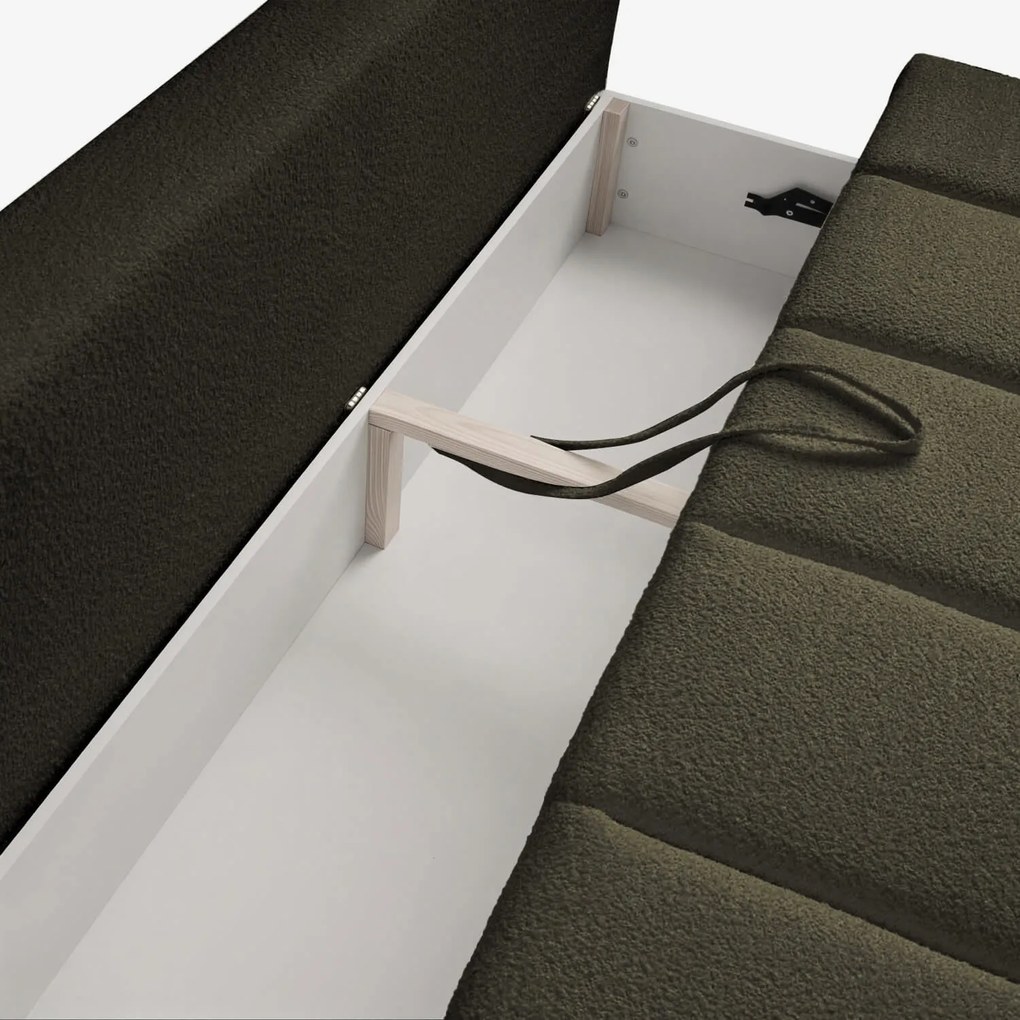 Sofa z Funkcją Spania SARIA Oliwkowa Boucle Nowoczesna