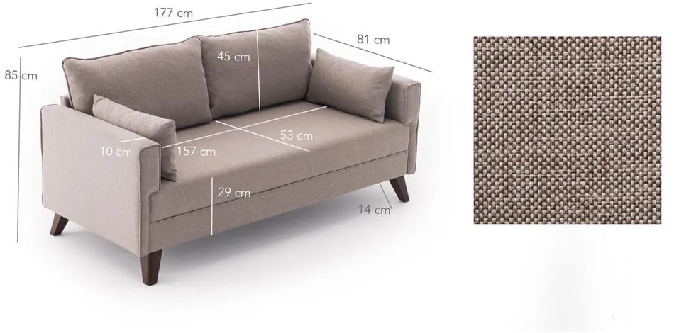 Beżowa sofa 177 cm Bella – Balcab Home
