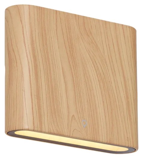 Skandynawska zewnętrzna lampa ścienna z efektem drewna 11,5cm z LED IP65 - Batt