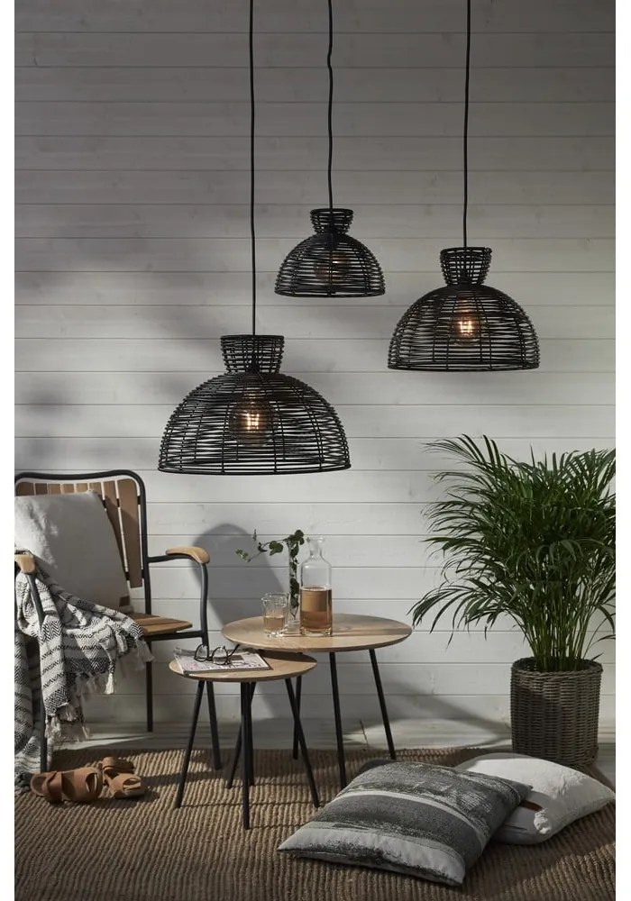 Czarny klosz do wiszące lampy ogrodowej Star Trading Runde, ø 37,5 cm