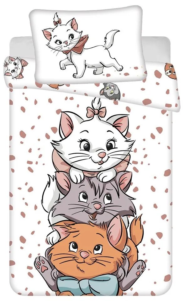 Biała bawełniana pościel dziecięca do łóżeczka 100x135 cm Marie Cat "Friends" – Jerry Fabrics