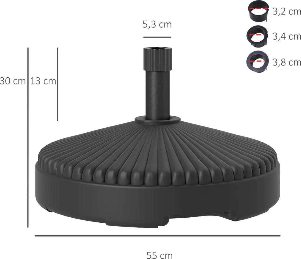 Outsunny Podstawa do parasola ogrodowego, napełniana wodą i piaskiem, podstawa parasolowa, Plastik, Czarny