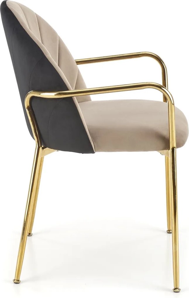 Krzesło na złotych nogach K500 z podłokietnikami