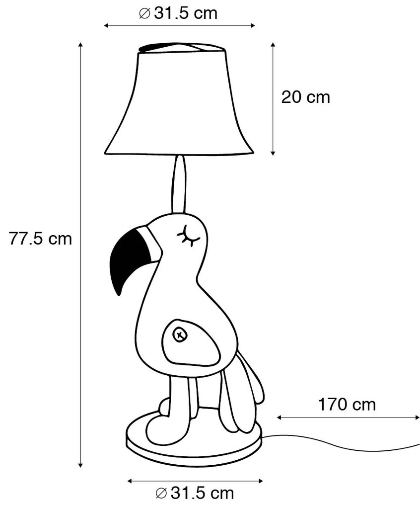 Lampa stołowa Dla dzieci Flamingo Różowa - Mingo Dla dzieci Oswietlenie wewnetrzne