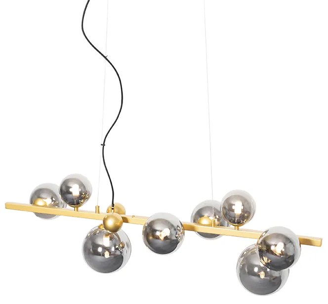 Lampa wisząca w stylu art deco złota z dymionym szkłem 8-świateł - David ArtDeco Oswietlenie wewnetrzne