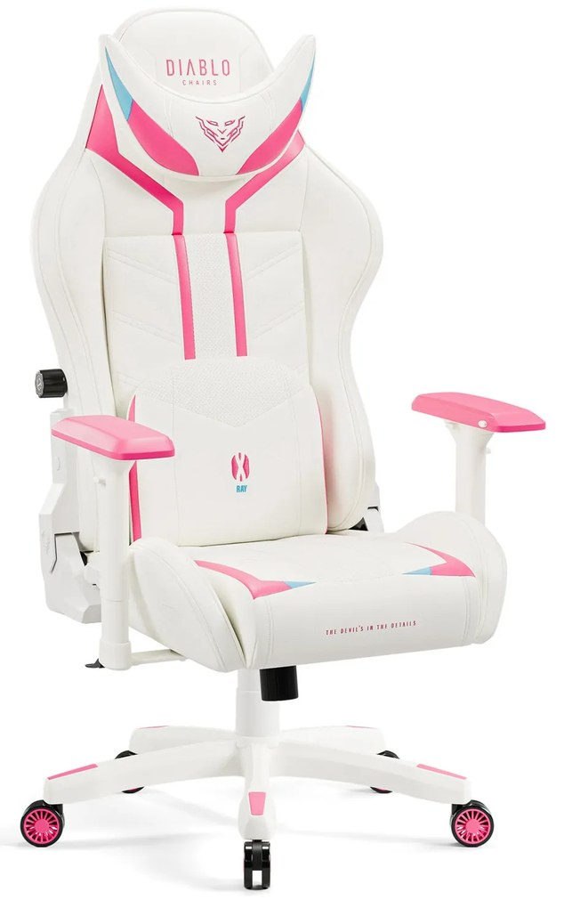 Fotel Gamingowy Diablo X-RAY 2.0 Small Size, biało-różowy