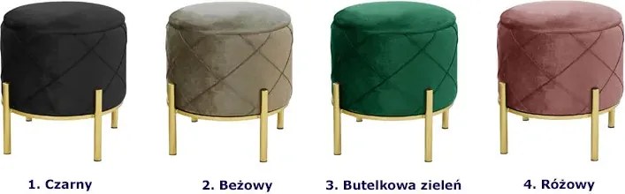 Okrągła pufa na złotych nóżkach butelkowa zieleń H4-E39