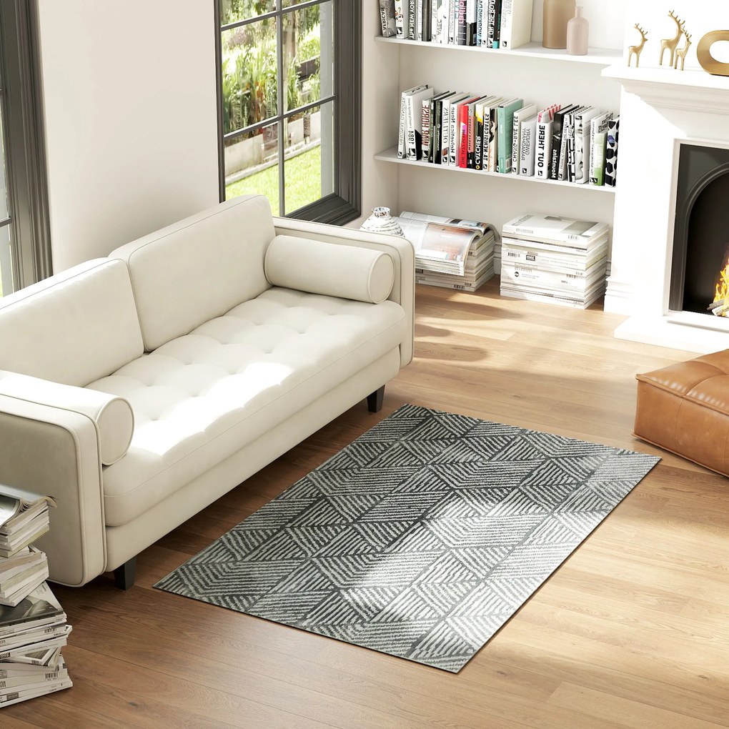 HOMCOM Dywan do salonu w nowoczesnym stylu, zmywalny dywan 150 x 80 cm Ciemnoszary