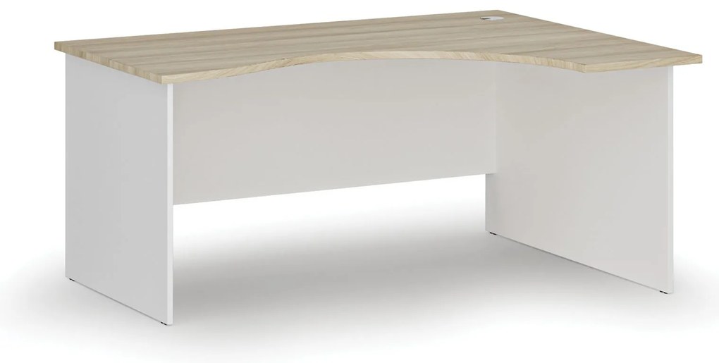 Ergonomiczne biurko PRIMO WHITE, 160x120 cm, prawe, biały/dąb naturalny