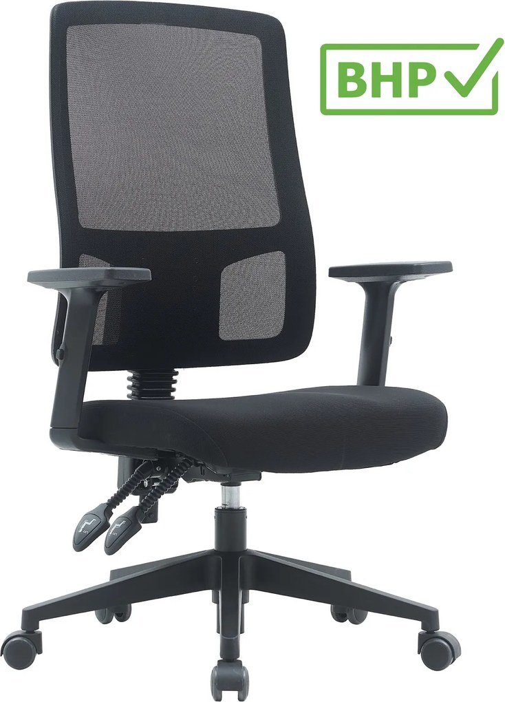 Fotel biurowy z oparciem z siatki Popstar Mesh, zgodny z normą BHP