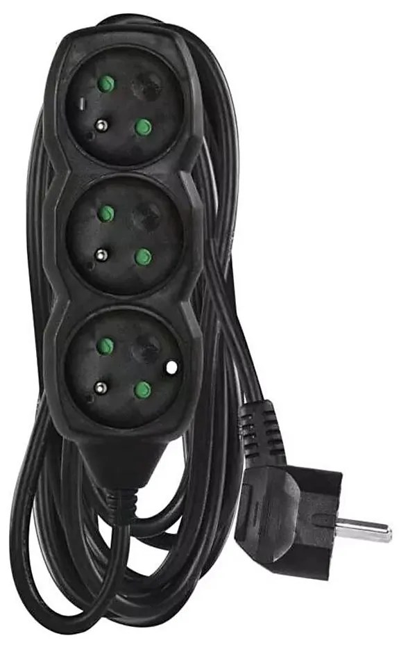 Przedłużacz 3-gniazda 5m czarny