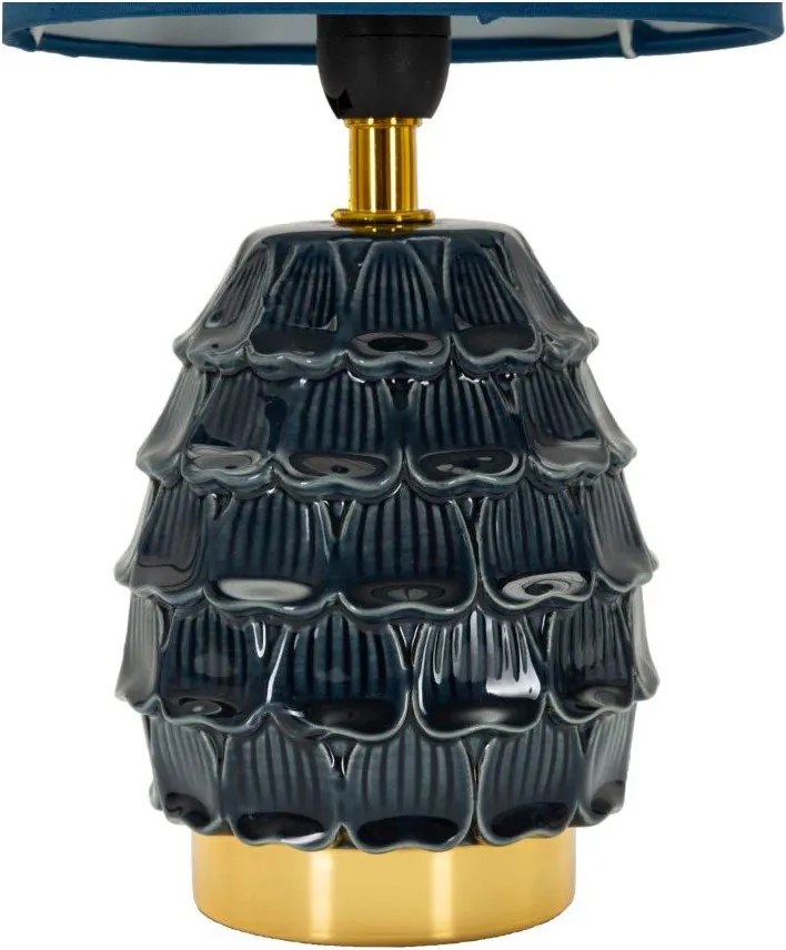 Niebieska lampa stołowa ceramiczna z tekstylnym kloszem (wysokość 30,5 cm) Pigny – Mauro Ferretti