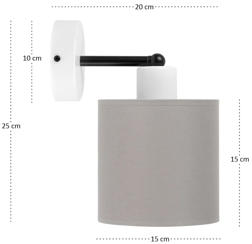 Biały kinkiet LED z szarym abażurem WD-C-1010WE-GR jednopunktowy indus