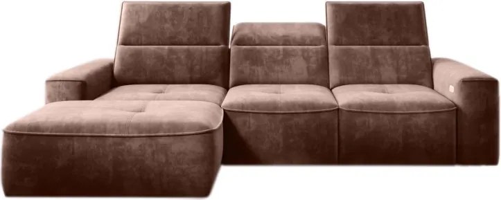 Narożnik COLOMBO Mini Lewostronny z elektryczną funkcją spania pojemnikiem PALLADIUM 08 Miedziany WERSAL