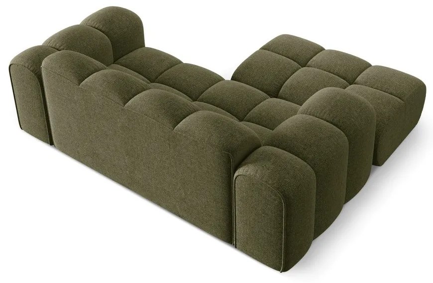 Zielony narożnik z tkaniny szenilowej (lewostronny/z szezlongiem) Treno – Cosmopolitan Design
